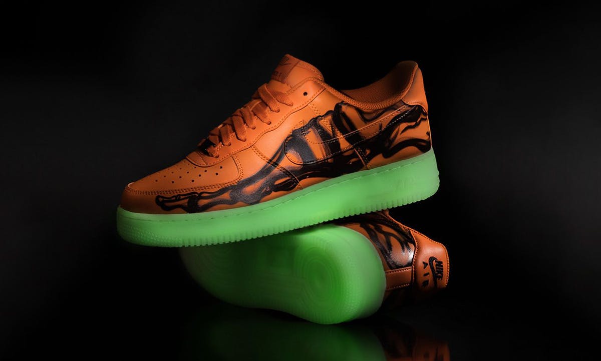 orange nike air force 1 skeleton